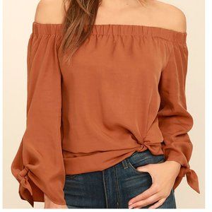 Gentle Devotion Rust Orange Off-the-Shoulder Top